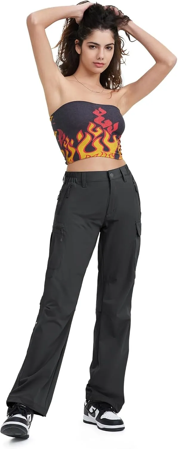 Moosehill Women's-Hiking-Pants-Cargo-Quick-Dry-Stretch-Lightweight Work Outdoor Pants with 5 Deep Pockets