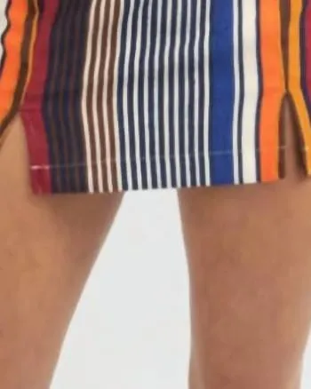 Multistripe Side Slit Mini Skirt In Burgundy | Burgundy