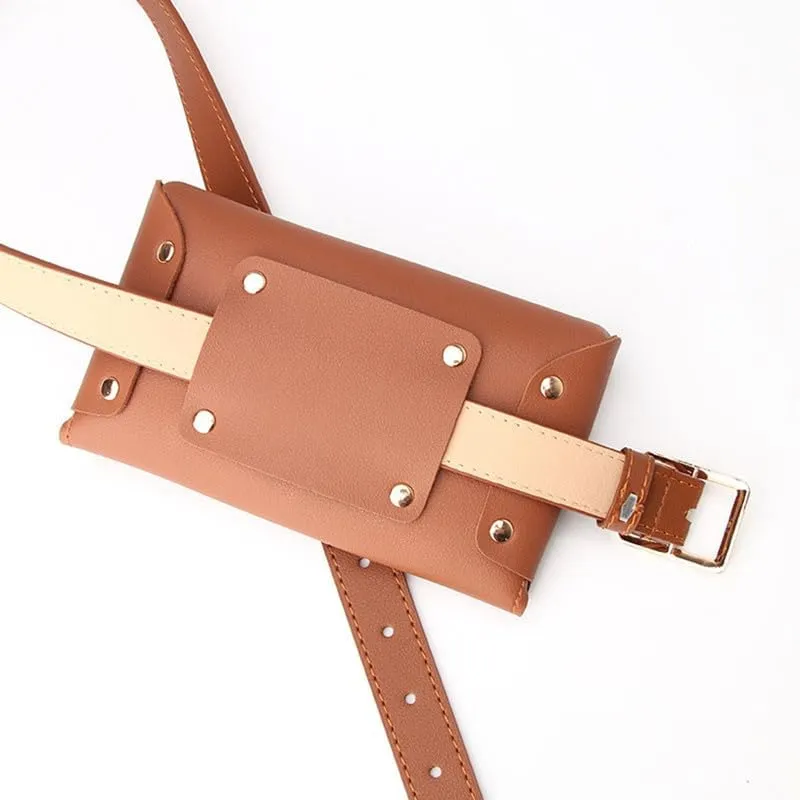 Novelty Women Waist Belt with Mini Leather Belt Pouch Bag Dress Pants Work Jeans Skirt Adjustable Belt