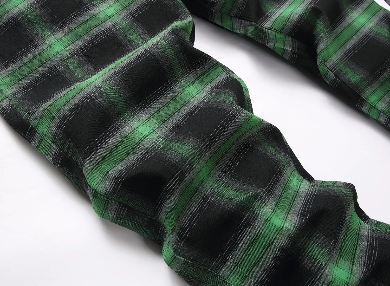 NOVOCCT Plaid Pants for Men - Skinny Mens Dress Pants - Stretch Slim Fit Business Casual Dress Chinos for Men