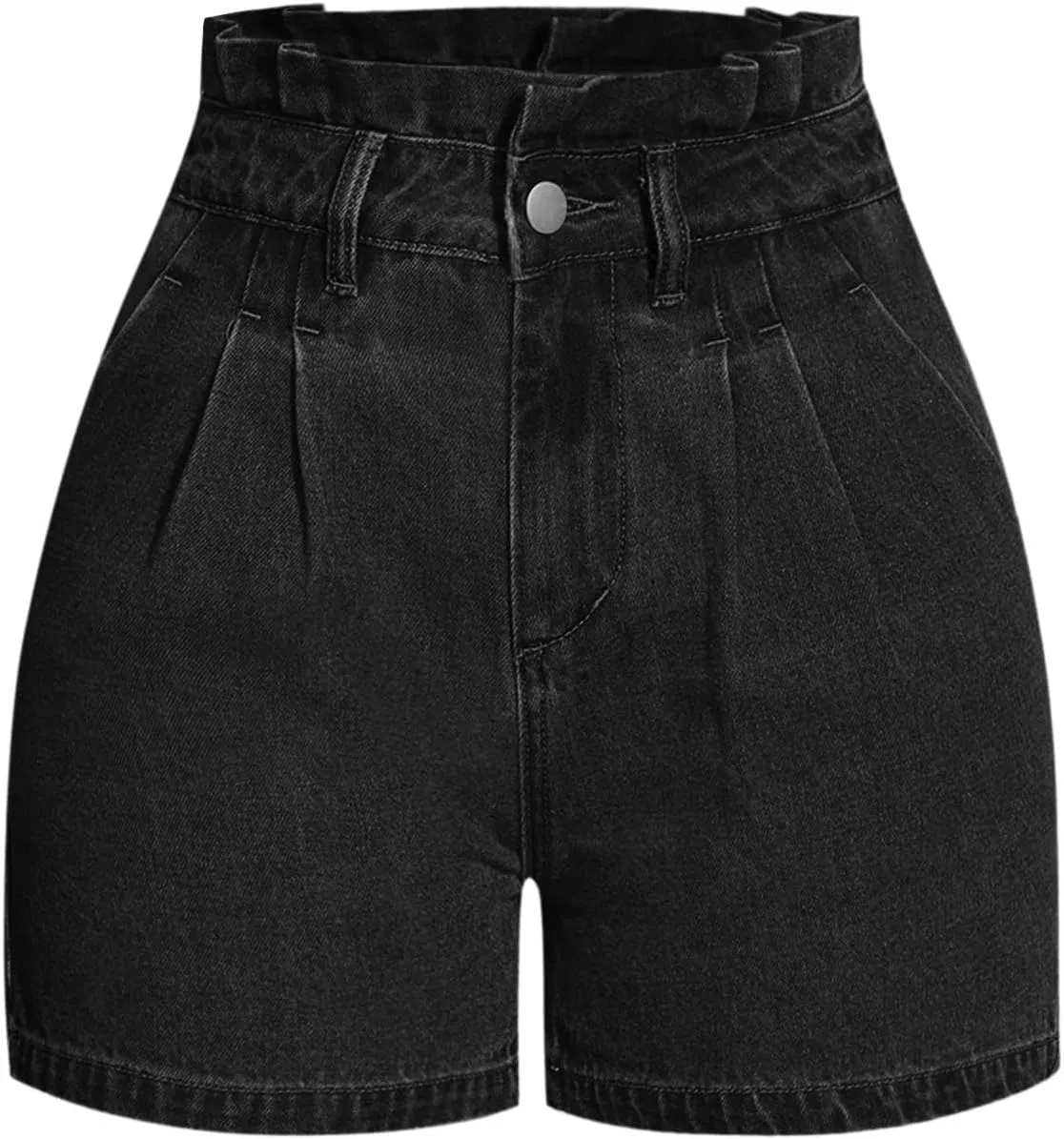 Outdoor Women's Stylish High Waisted Ruffled Vintage Denim Shorts