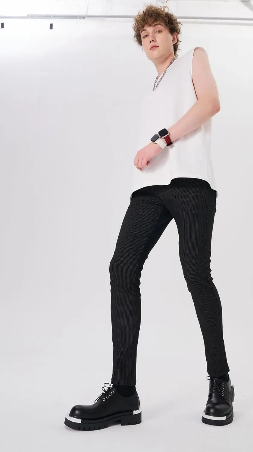 Plaid&Plain Men's Plaid Pants Skinny Dress Pants for Men Skinny Chino Pants Men