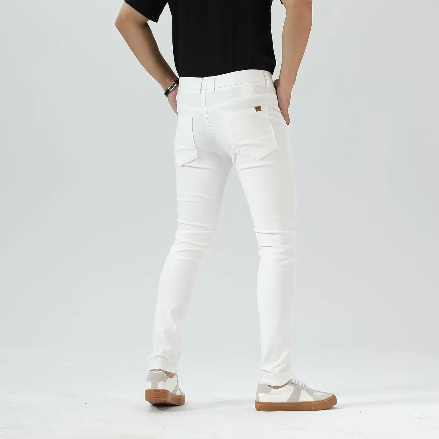 Plaid&Plain Men's Plaid Pants Skinny Dress Pants for Men Skinny Chino Pants Men