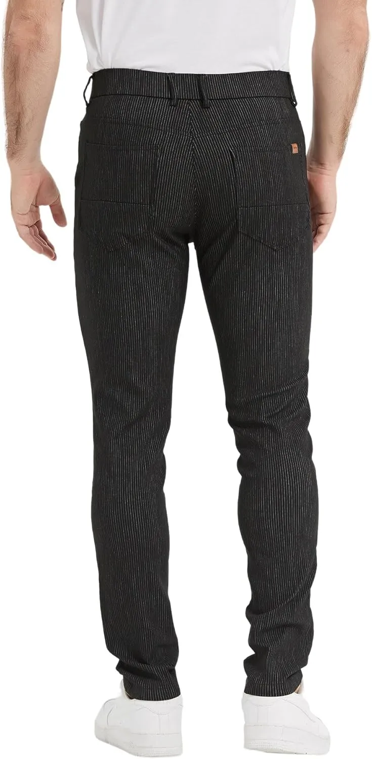 Plaid&Plain Men's Plaid Pants Skinny Dress Pants for Men Skinny Chino Pants Men