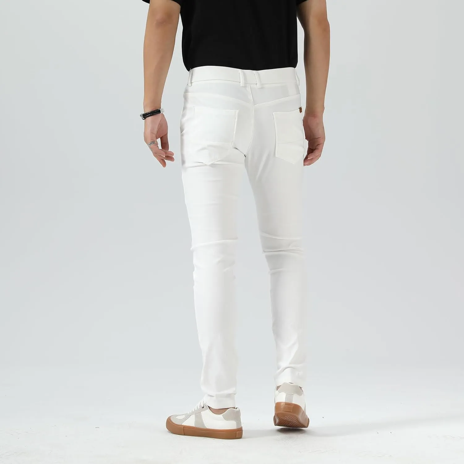 Plaid&Plain Men's Plaid Pants Skinny Dress Pants for Men Skinny Chino Pants Men