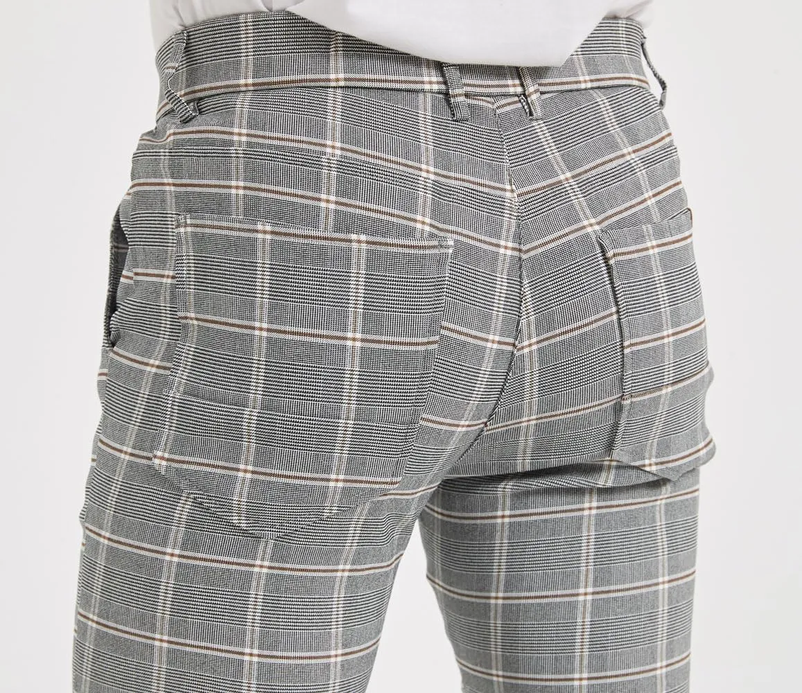 Plaid&Plain Men's Plaid Pants Skinny Dress Pants for Men Skinny Chino Pants Men