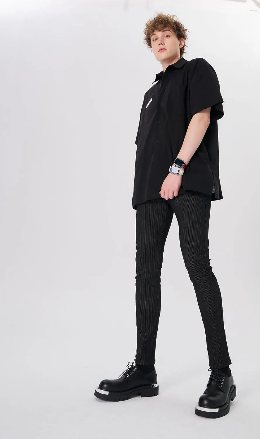 Plaid&Plain Men's Plaid Pants Skinny Dress Pants for Men Skinny Chino Pants Men