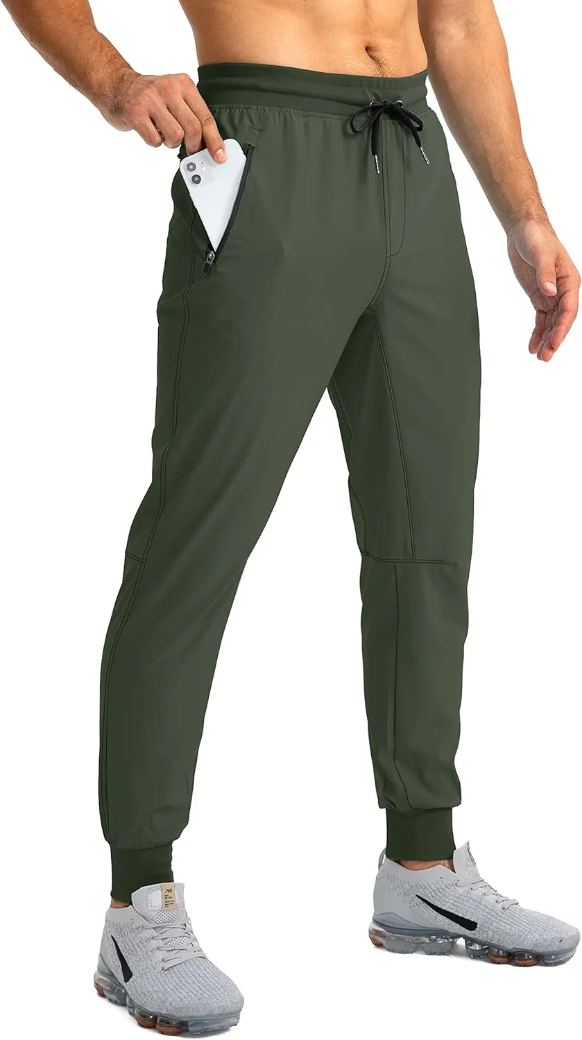 Pudolla Men's Lightweight Jogger Pants Workout Gym Running Pants with Zipper Pockets for Athletic Casual