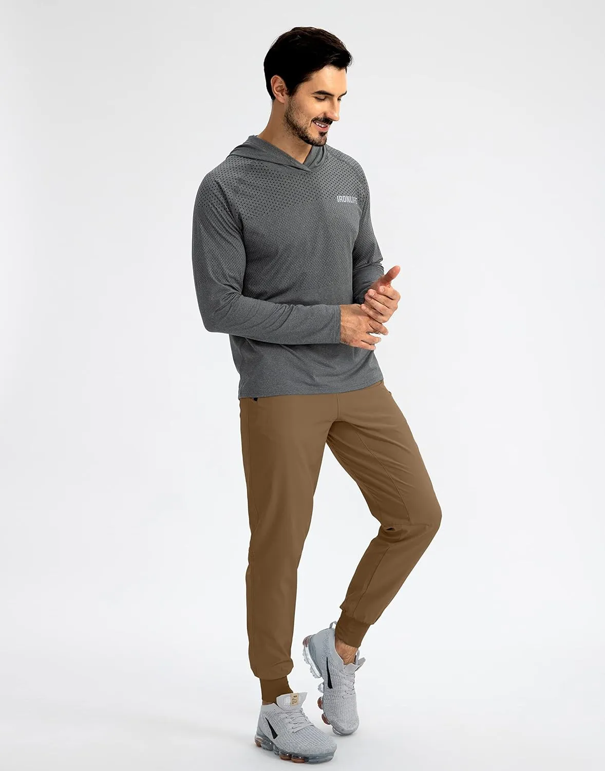 Pudolla Men's Lightweight Jogger Pants Workout Gym Running Pants with Zipper Pockets for Athletic Casual