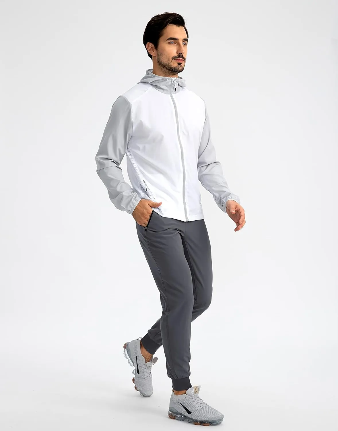 Pudolla Men's Lightweight Jogger Pants Workout Gym Running Pants with Zipper Pockets for Athletic Casual
