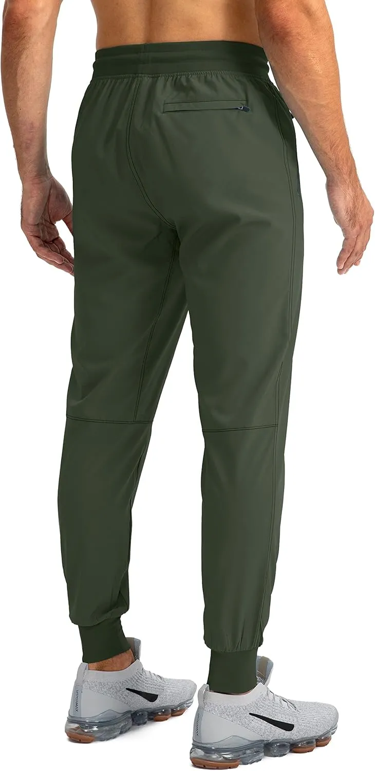 Pudolla Men's Lightweight Jogger Pants Workout Gym Running Pants with Zipper Pockets for Athletic Casual