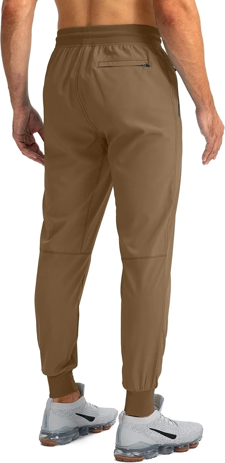 Pudolla Men's Lightweight Jogger Pants Workout Gym Running Pants with Zipper Pockets for Athletic Casual