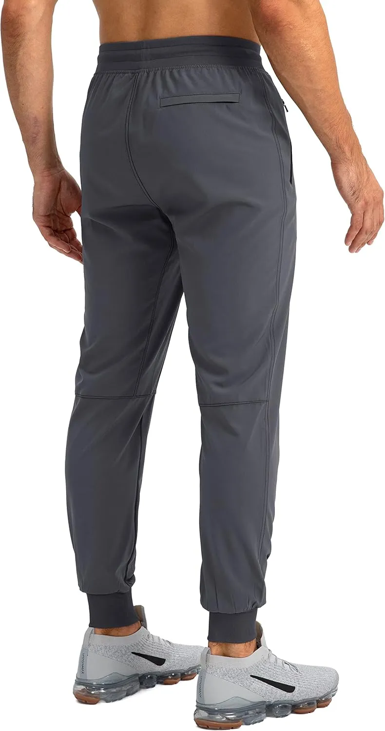 Pudolla Men's Lightweight Jogger Pants Workout Gym Running Pants with Zipper Pockets for Athletic Casual