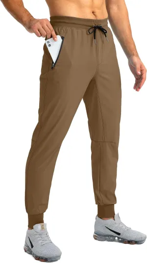 Pudolla Men's Lightweight Jogger Pants Workout Gym Running Pants with Zipper Pockets for Athletic Casual