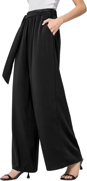 QIANXIZHAN Women's Wide Leg Pants, High Waisted Palazzo Pants Dressy Summer Flowy Casual Lounge Work Dress Pants Trousers WL