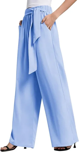 QIANXIZHAN Women's Wide Leg Pants, High Waisted Palazzo Pants Dressy Summer Flowy Casual Lounge Work Dress Pants Trousers WL