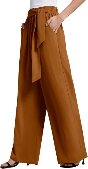 QIANXIZHAN Women's Wide Leg Pants, High Waisted Palazzo Pants Dressy Summer Flowy Casual Lounge Work Dress Pants Trousers WL