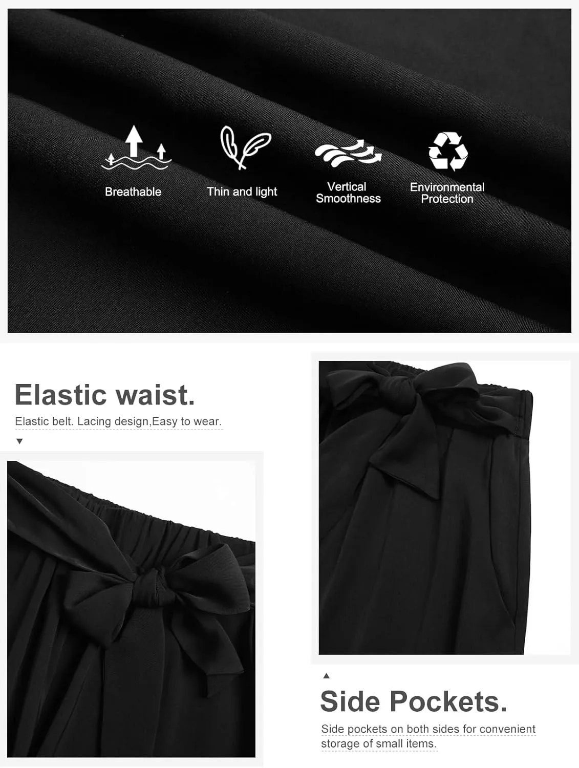 QIANXIZHAN Women's Wide Leg Pants, High Waisted Palazzo Pants Dressy Summer Flowy Casual Lounge Work Dress Pants Trousers WL
