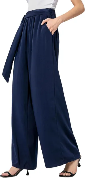QIANXIZHAN Women's Wide Leg Pants, High Waisted Palazzo Pants Dressy Summer Flowy Casual Lounge Work Dress Pants Trousers WL