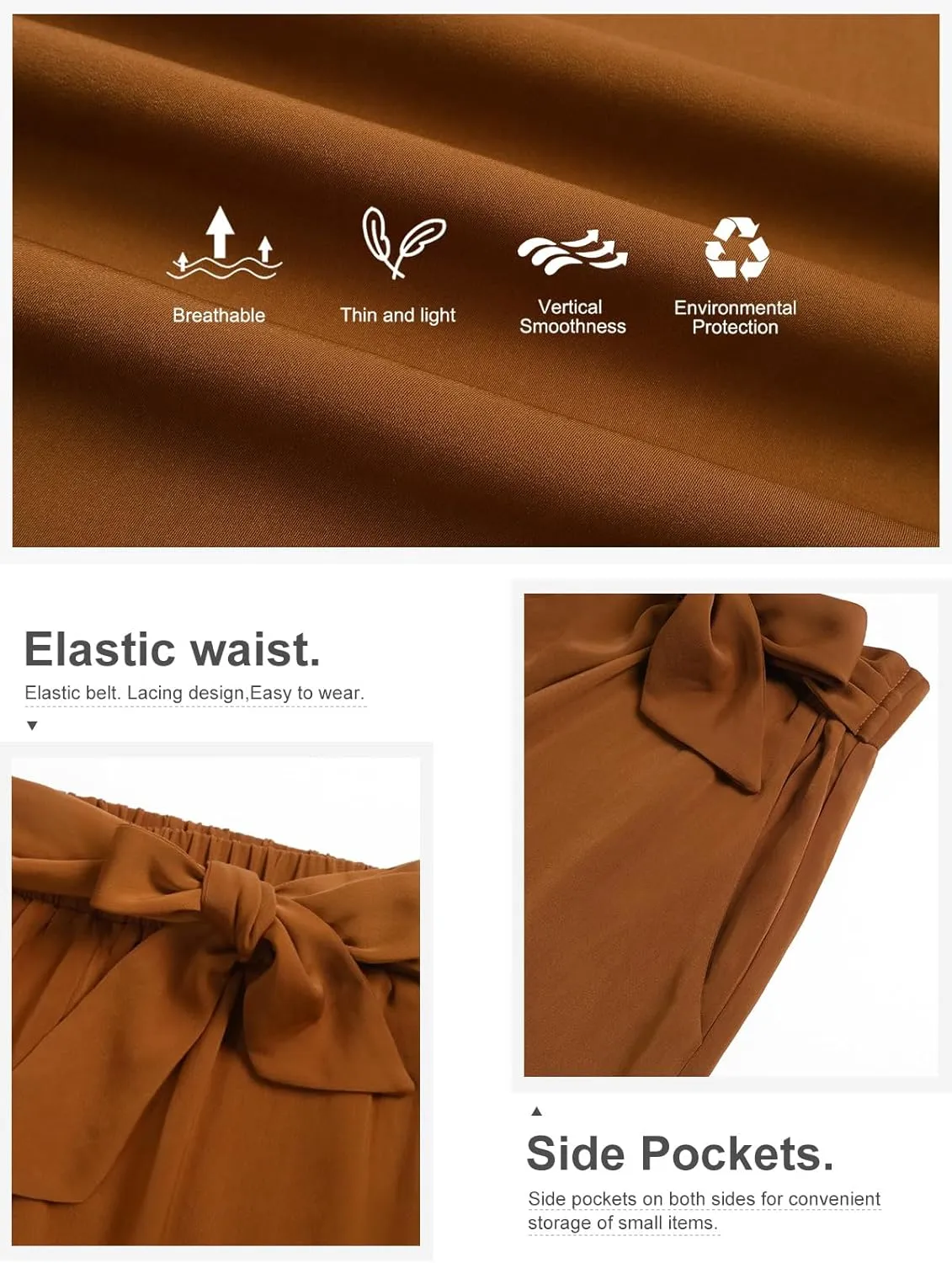QIANXIZHAN Women's Wide Leg Pants, High Waisted Palazzo Pants Dressy Summer Flowy Casual Lounge Work Dress Pants Trousers WL