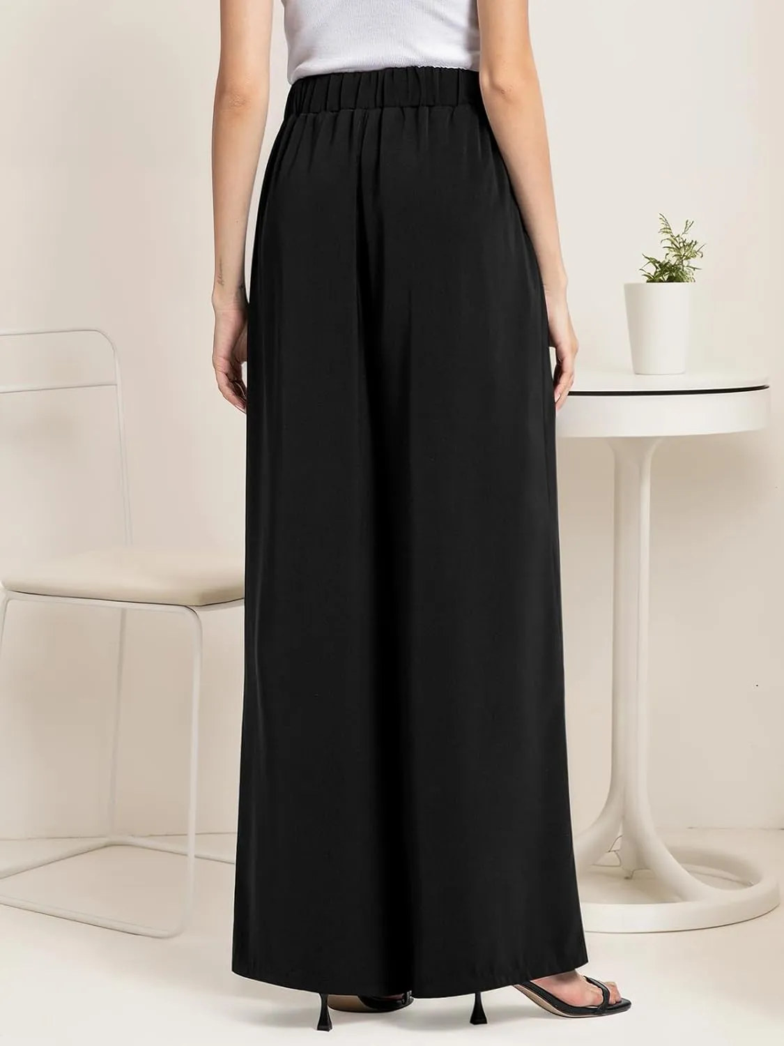 QIANXIZHAN Women's Wide Leg Pants, High Waisted Palazzo Pants Dressy Summer Flowy Casual Lounge Work Dress Pants Trousers WL