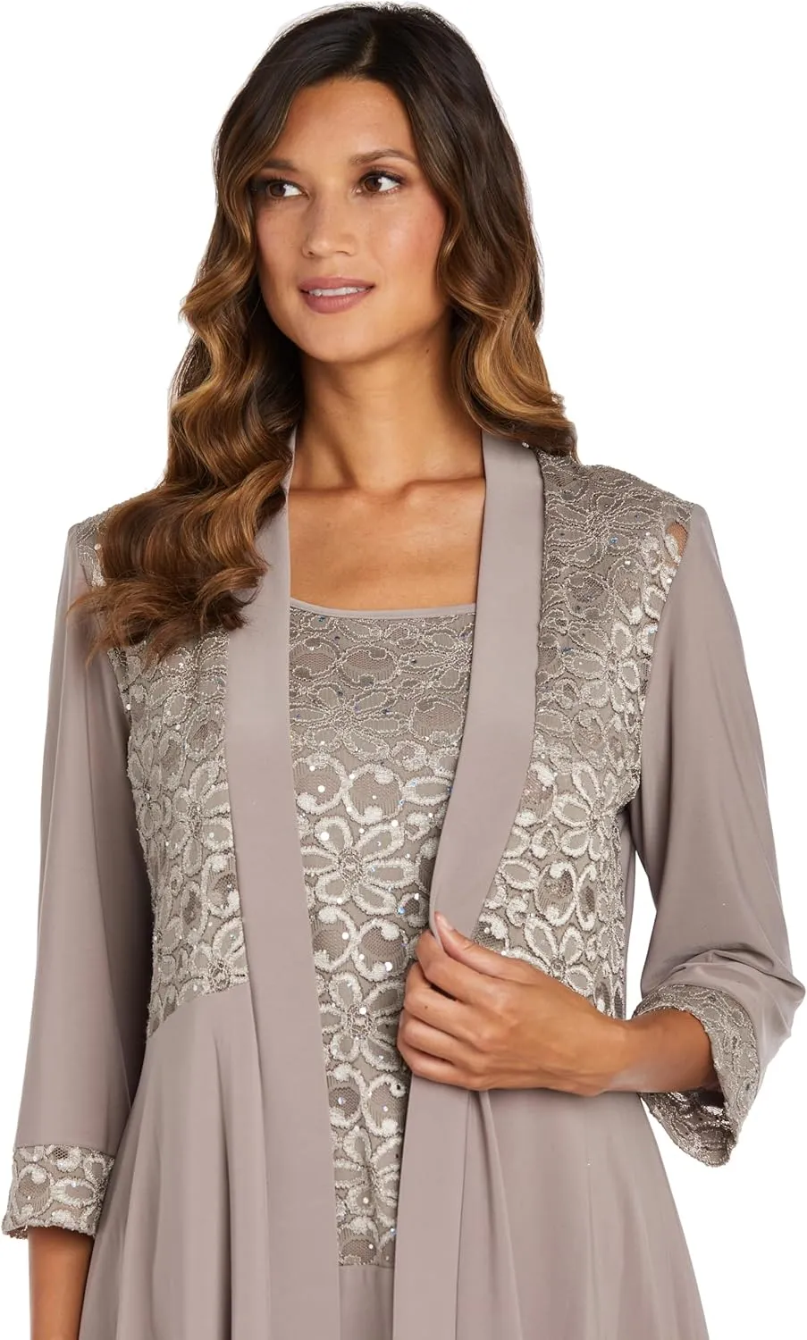 R&M Richards Women's Plus Size Lace Pant Set