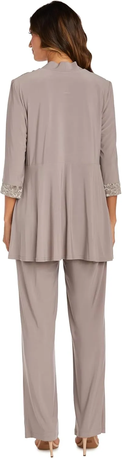 R&M Richards Women's Plus Size Lace Pant Set