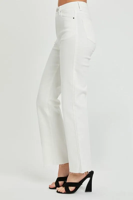 Raw Hem White Jeans