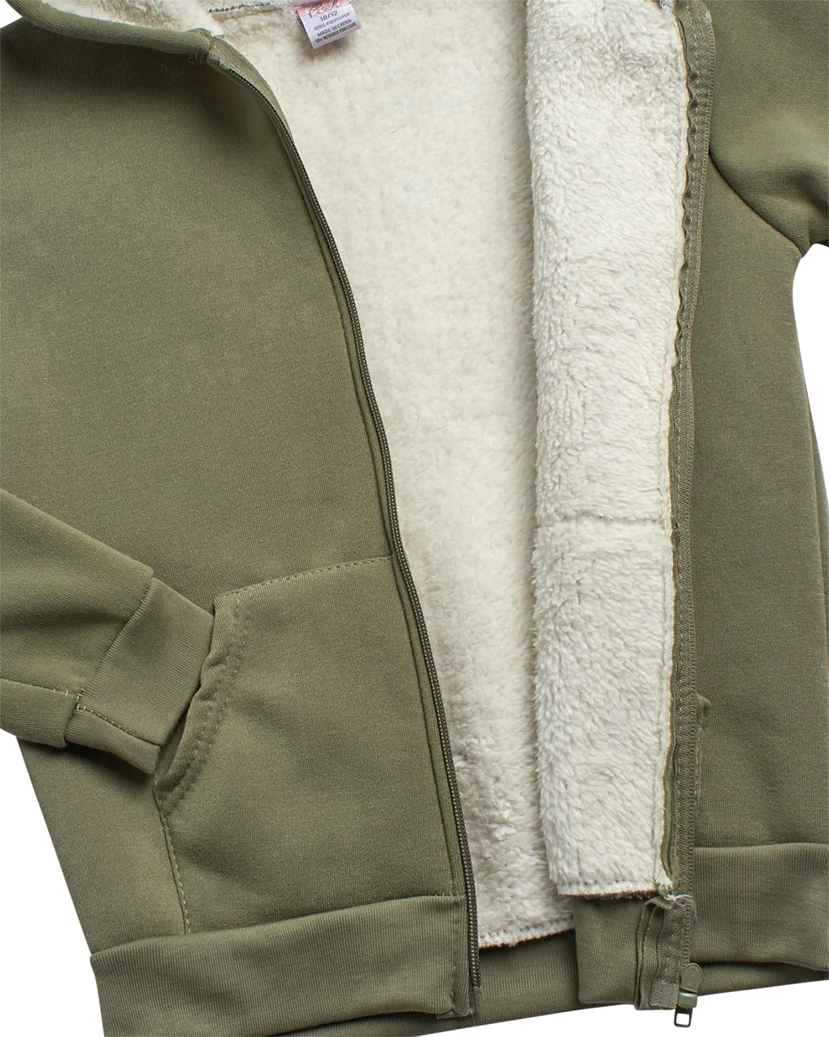 Real Love Girls' Jogger Set - 2 Piece Fully Sherpa Lined Fleece Zip Up Hoodie and Cargo Jogger Pants for Girls (5-16)