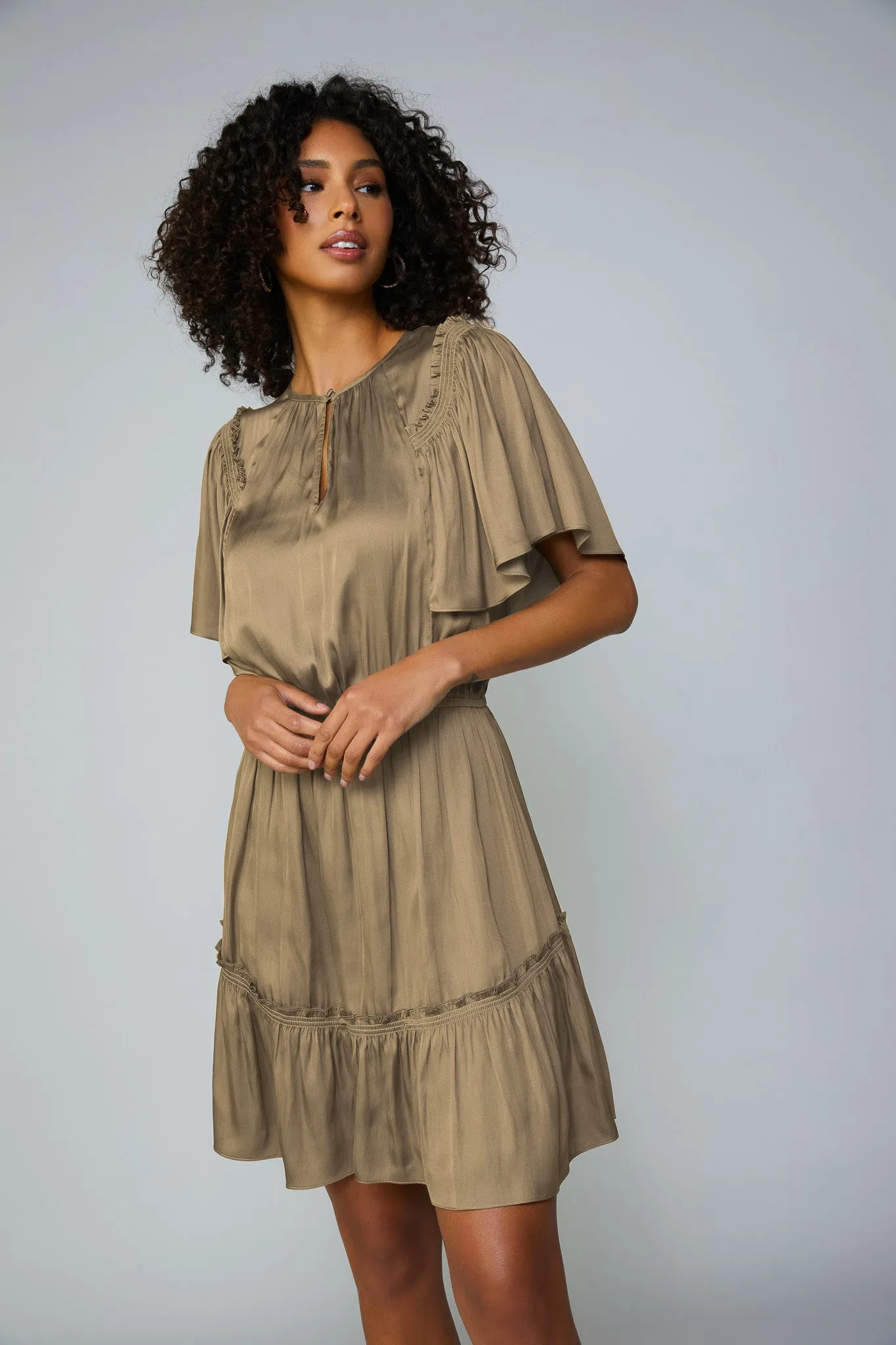 Rear Flutter Sleeve Mini Dress