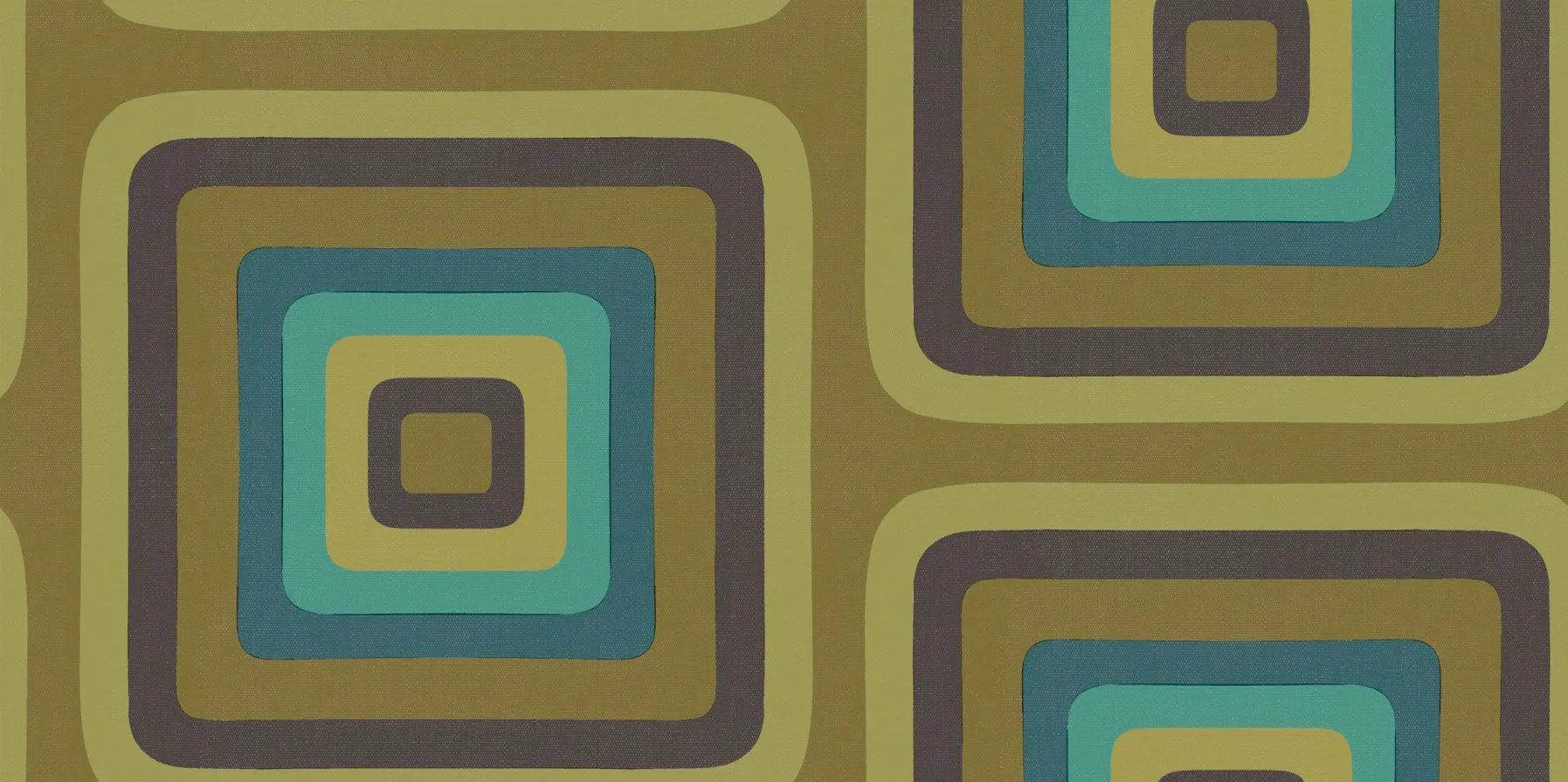 Retro Square  Geometric wallpaper - Olive   Turquoise