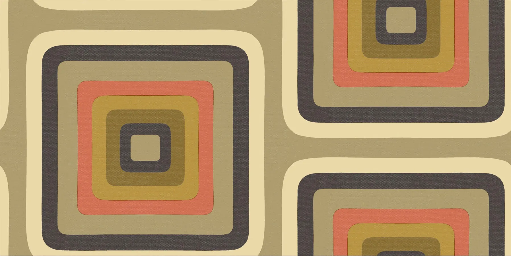 Retro Square Geometric wallpaper - Taupe   Coral