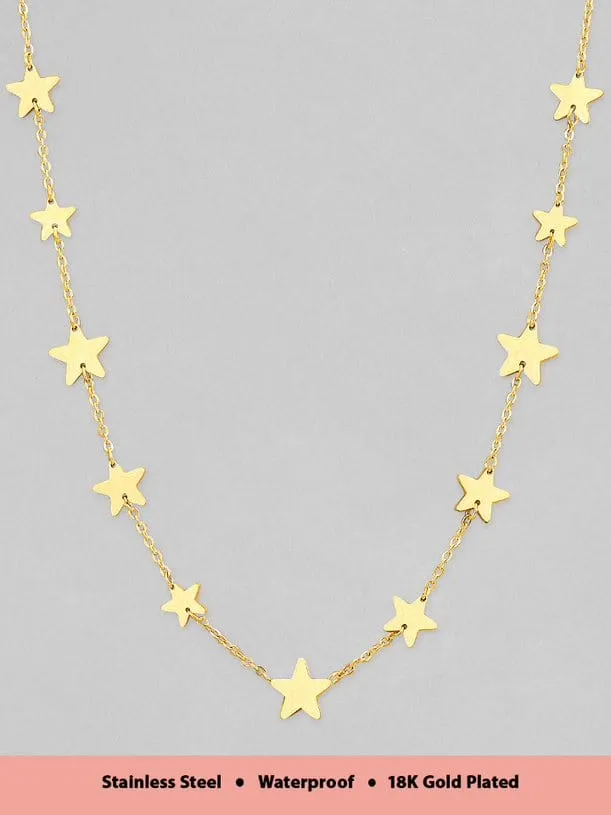 Rubans Voguish 18K Gold Plated Stainless Steel Waterproof Chain With Stars Details.
