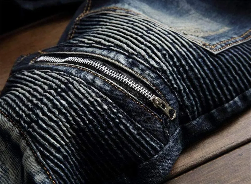 RXXKKK Men's Classic Zipper Biker Regular Fit Flex Jean