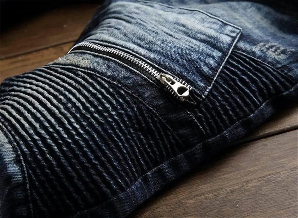 RXXKKK Men's Classic Zipper Biker Regular Fit Flex Jean