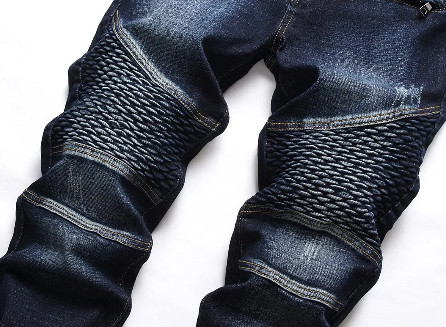 RXXKKK Men's Classic Zipper Biker Regular Fit Flex Jean