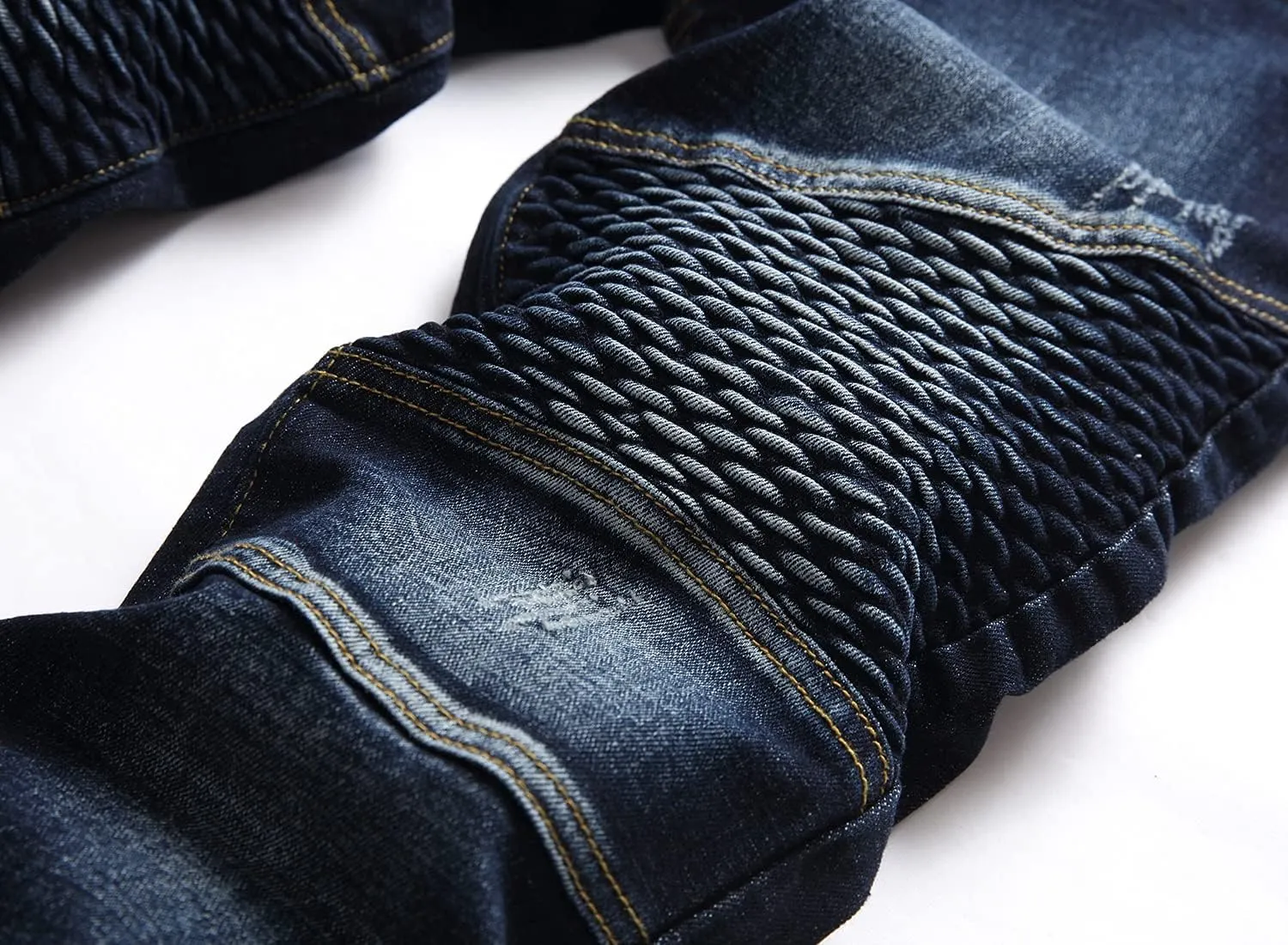 RXXKKK Men's Classic Zipper Biker Regular Fit Flex Jean