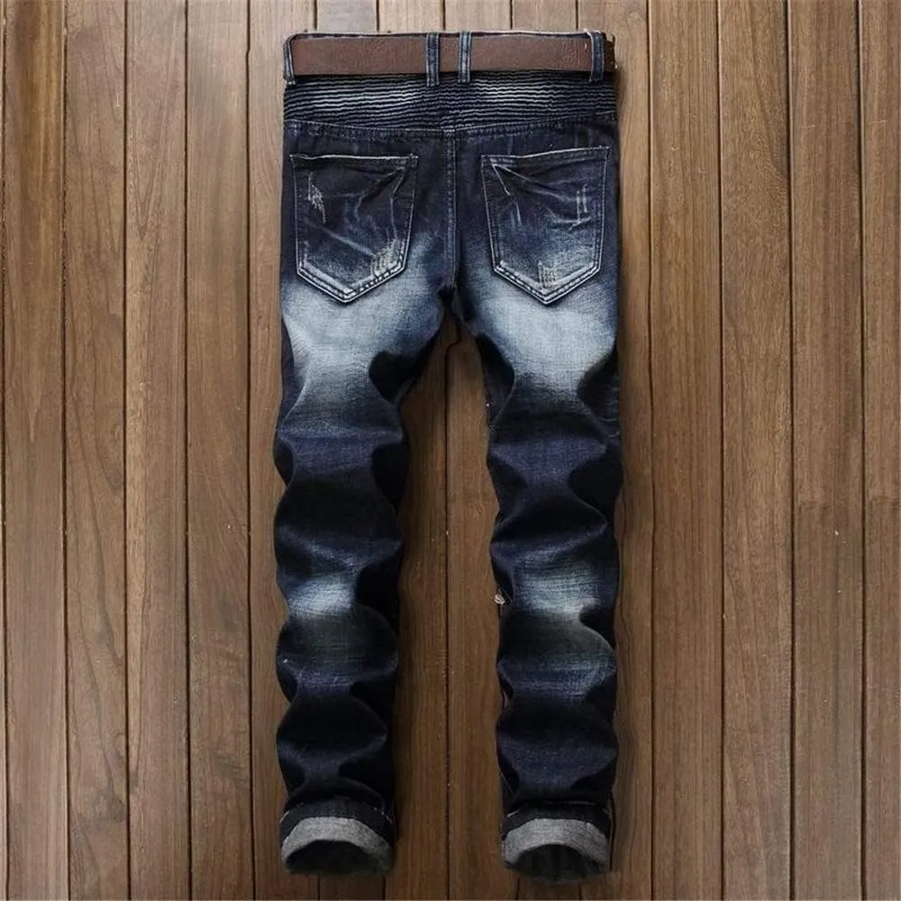 RXXKKK Men's Classic Zipper Biker Regular Fit Flex Jean