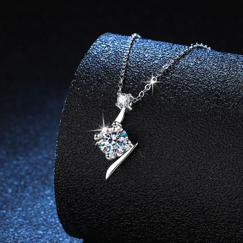 S925 Sterling Silver Moissanite Clavicle Necklace