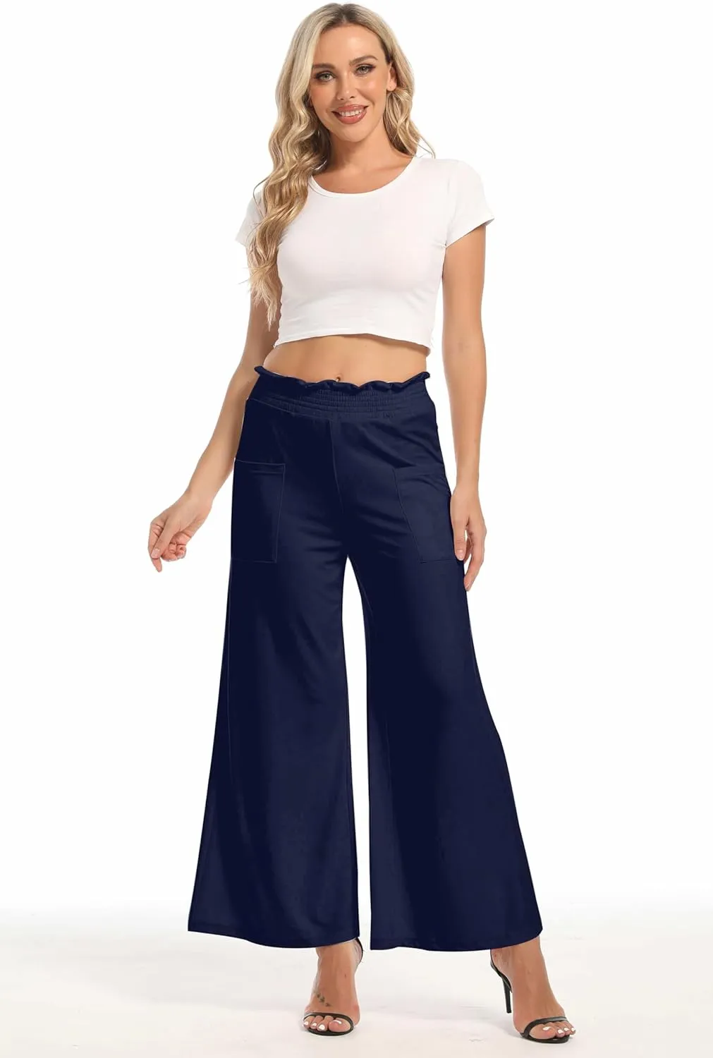 sandbank Wide Leg Pants for Women High Waist Palazzo Pants 2024 Long Dress Pants Trousers with Pockets