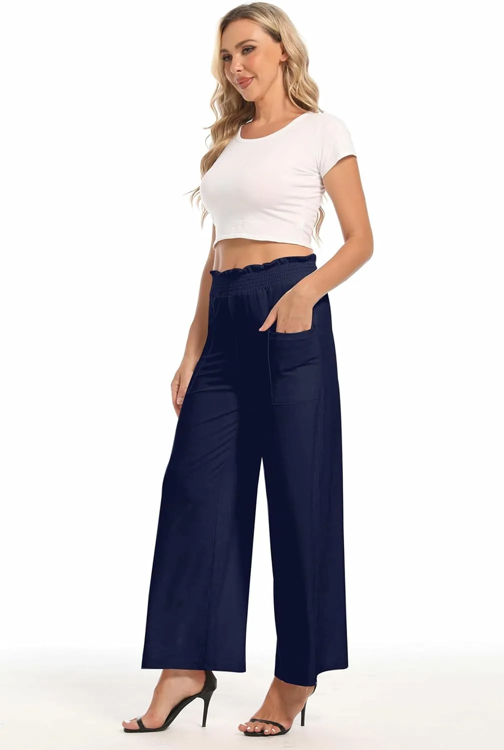 sandbank Wide Leg Pants for Women High Waist Palazzo Pants 2024 Long Dress Pants Trousers with Pockets