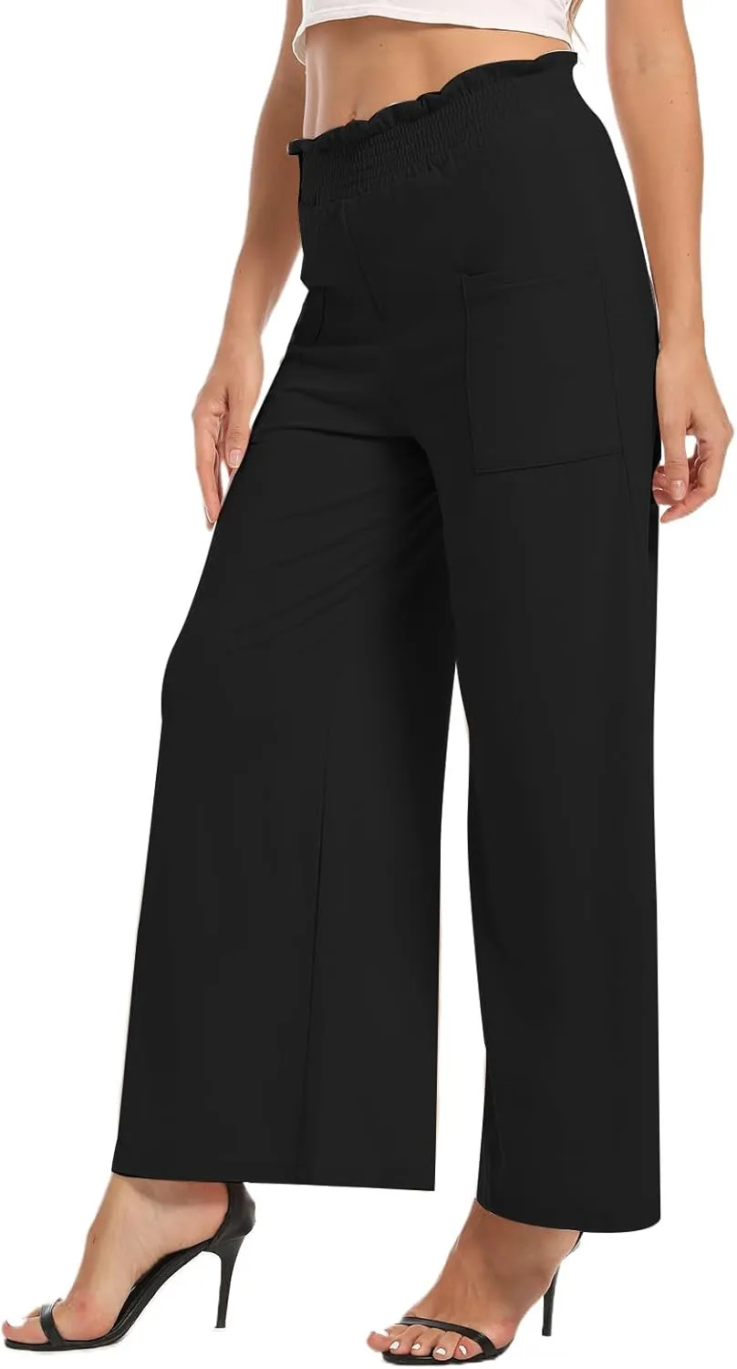 sandbank Wide Leg Pants for Women High Waist Palazzo Pants 2024 Long Dress Pants Trousers with Pockets