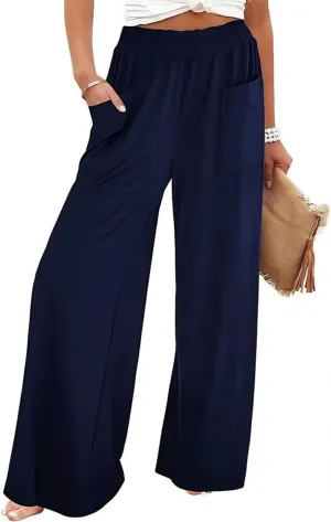 sandbank Wide Leg Pants for Women High Waist Palazzo Pants 2024 Long Dress Pants Trousers with Pockets