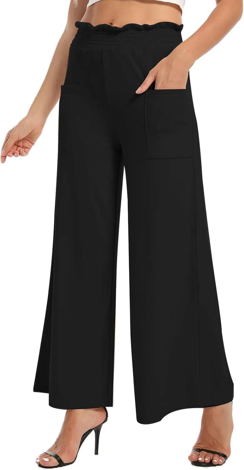 sandbank Wide Leg Pants for Women High Waist Palazzo Pants 2024 Long Dress Pants Trousers with Pockets
