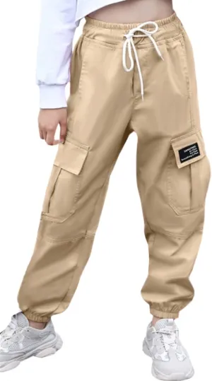 SANGTREE Girls & Womens Drawstring Cargo Jogger Pants,3 Years - Women 3XL