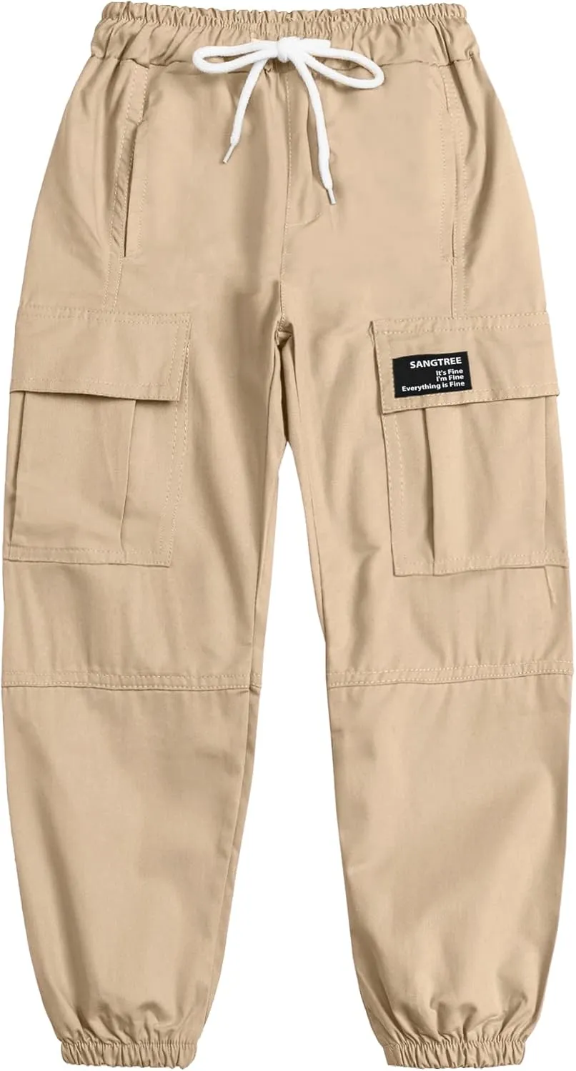SANGTREE Girls & Womens Drawstring Cargo Jogger Pants,3 Years - Women 3XL
