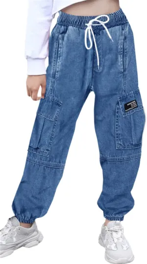 SANGTREE Girls & Womens Drawstring Cargo Jogger Pants,3 Years - Women 3XL