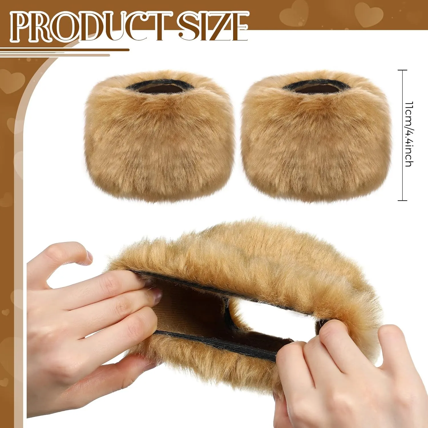 SATINIOR Faux Fur Short Wrist Cuff Winter Fuzzy Wrist Cuff Warmers for Women Girls Favors