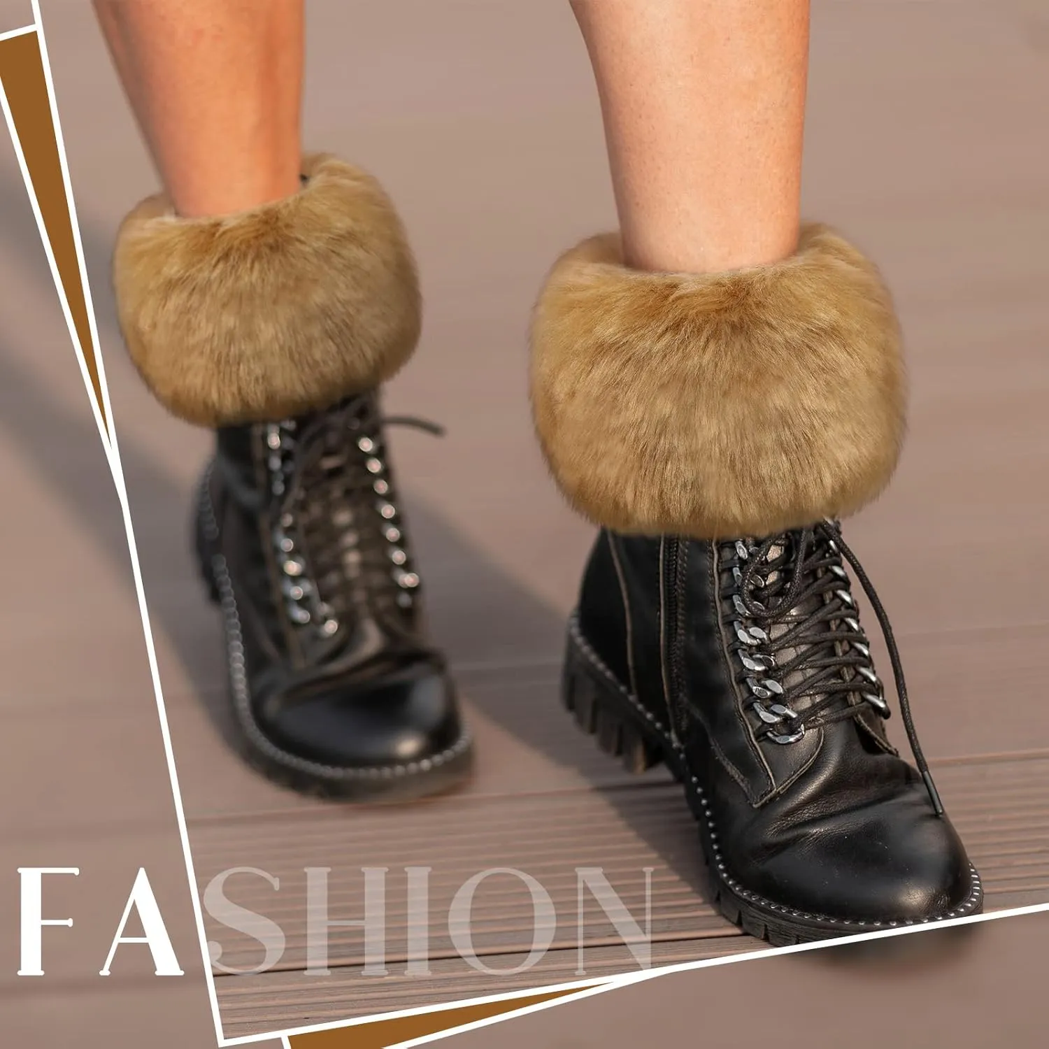 SATINIOR Faux Fur Short Wrist Cuff Winter Fuzzy Wrist Cuff Warmers for Women Girls Favors