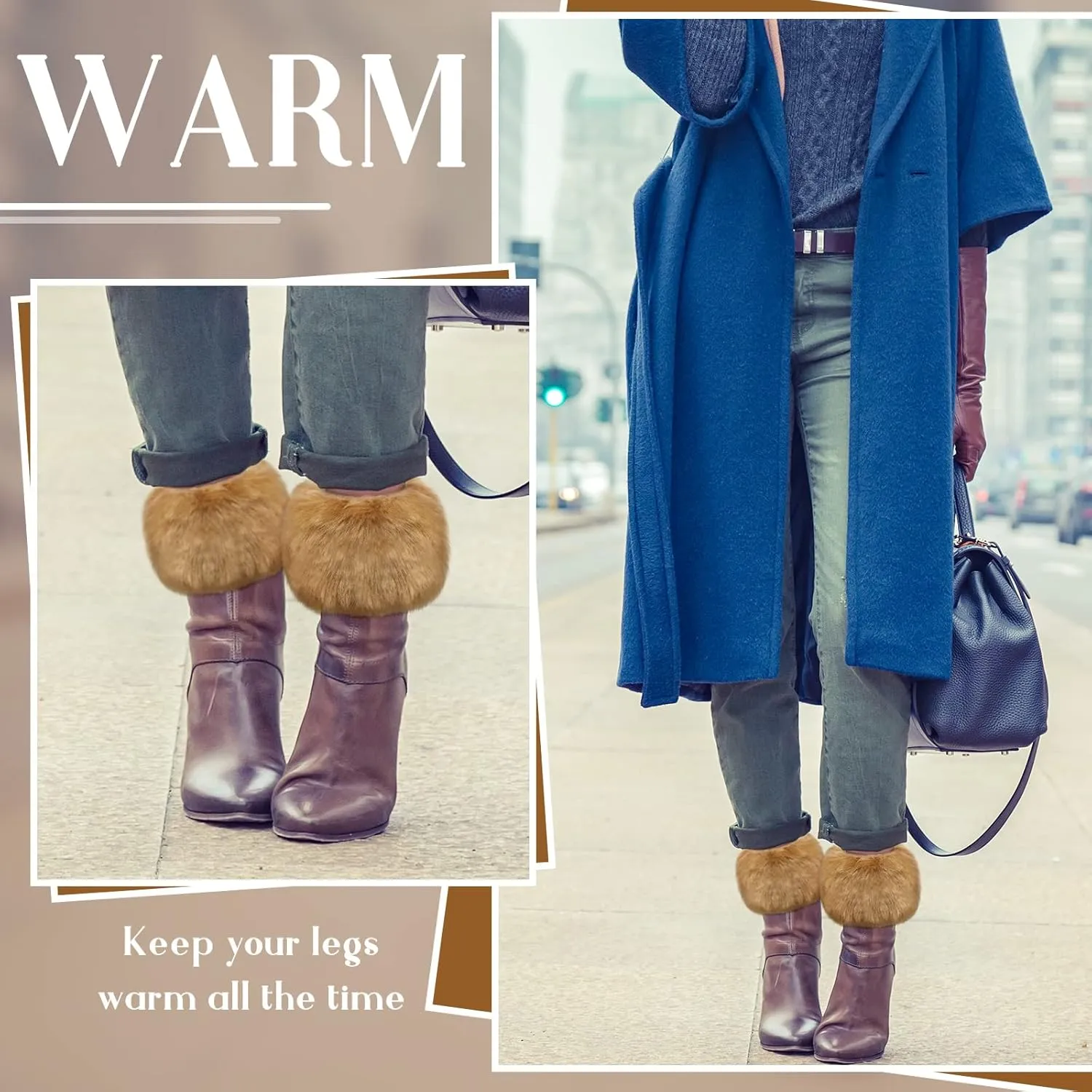 SATINIOR Faux Fur Short Wrist Cuff Winter Fuzzy Wrist Cuff Warmers for Women Girls Favors